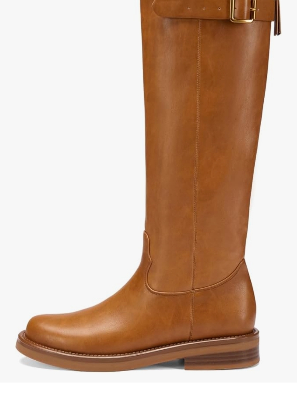 Over-the-Knee Leather Riding Boot - Cognac - Picture 2 of 8